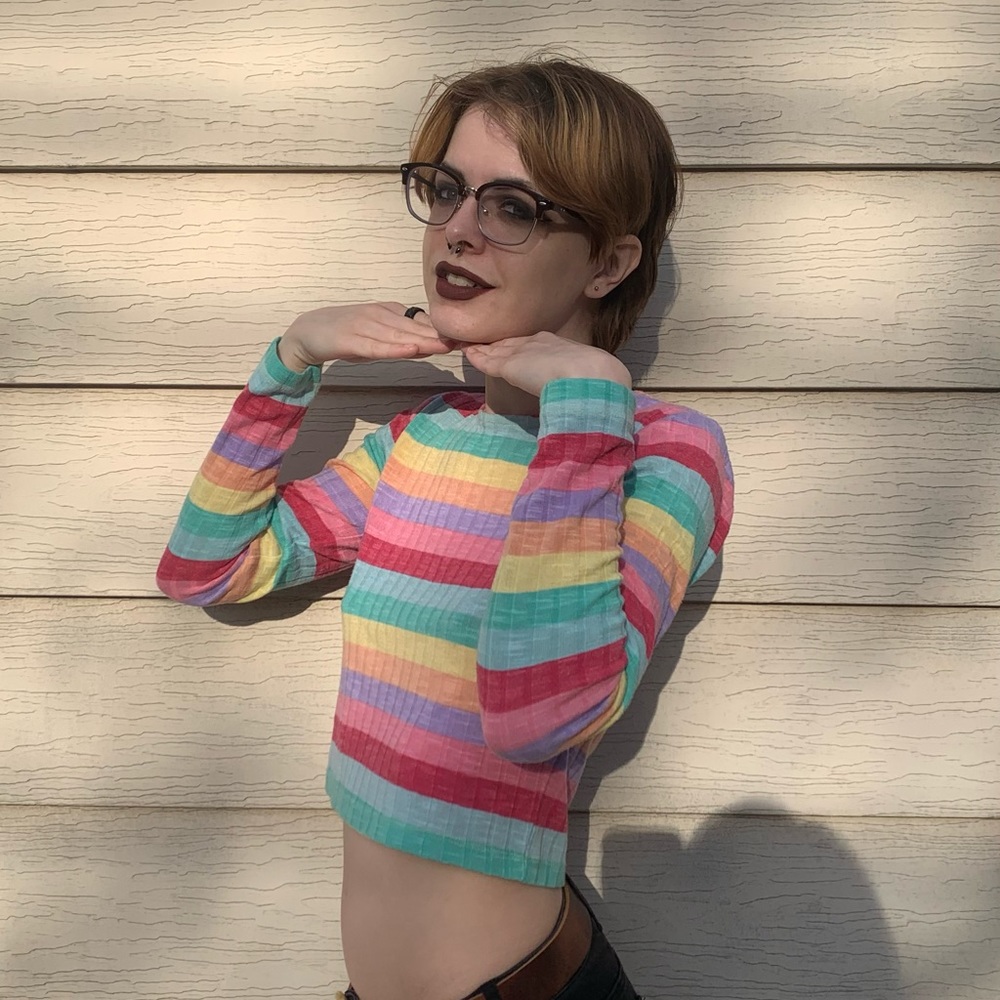 ‼️SOLD‼️ Forever 21 rainbow striped crop top